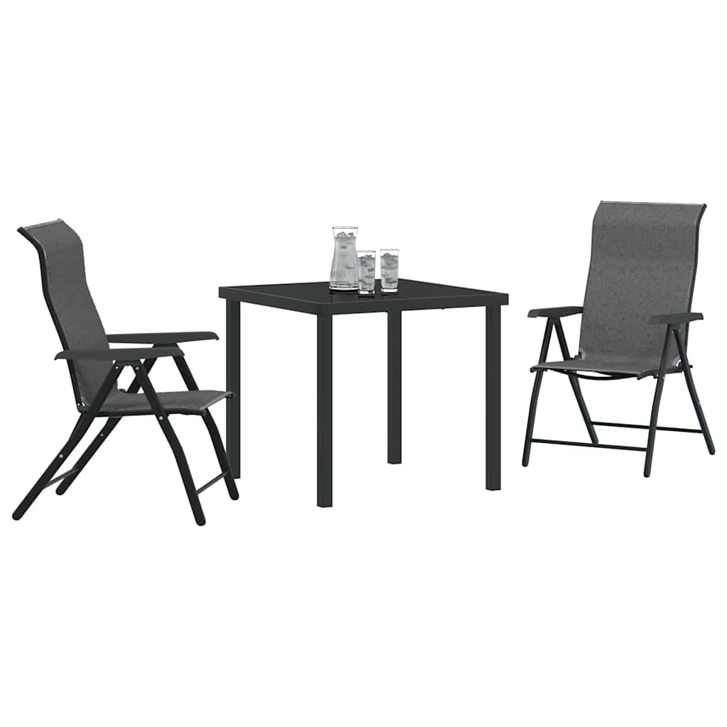 Tuin eettafelset 3 pcs Grijs Gepoedercoat staal