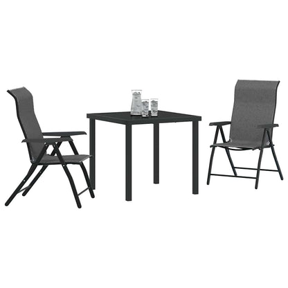 Tuin eettafelset 3 pcs Grijs Gepoedercoat staal