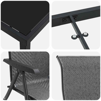 Tuin eettafelset 5 pcs Grijs Gepoedercoat staal