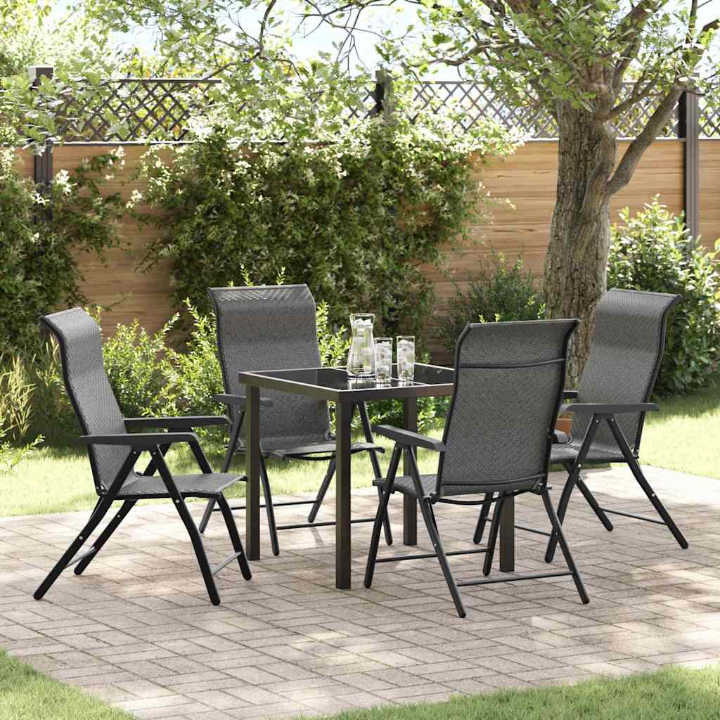 Tuin eettafelset 5 pcs Grijs Gepoedercoat staal