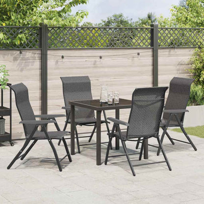Tuin eettafelset 5 pcs Grijs Gepoedercoat staal