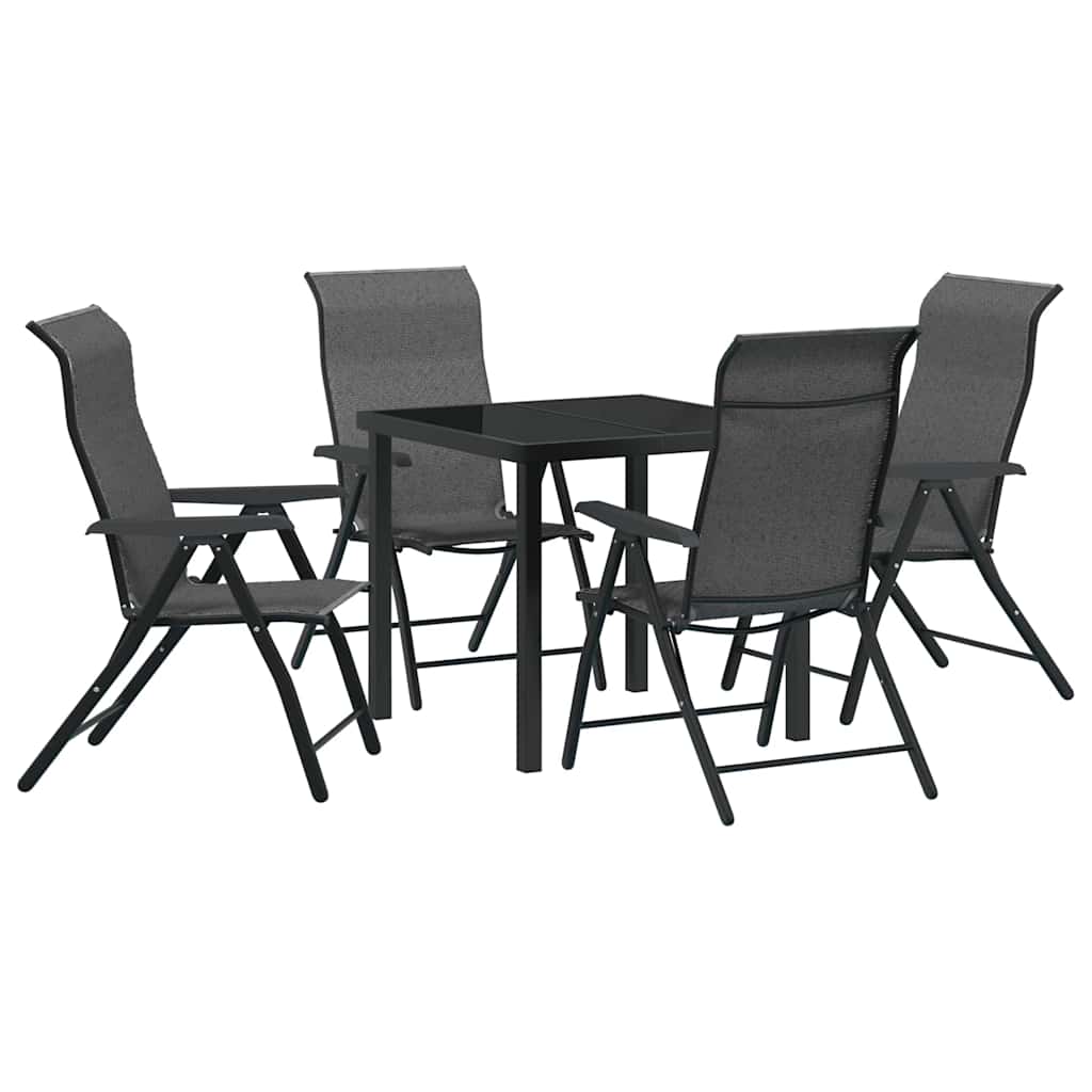 Tuin eettafelset 5 pcs Grijs Gepoedercoat staal