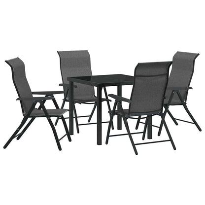 Tuin eettafelset 5 pcs Grijs Gepoedercoat staal