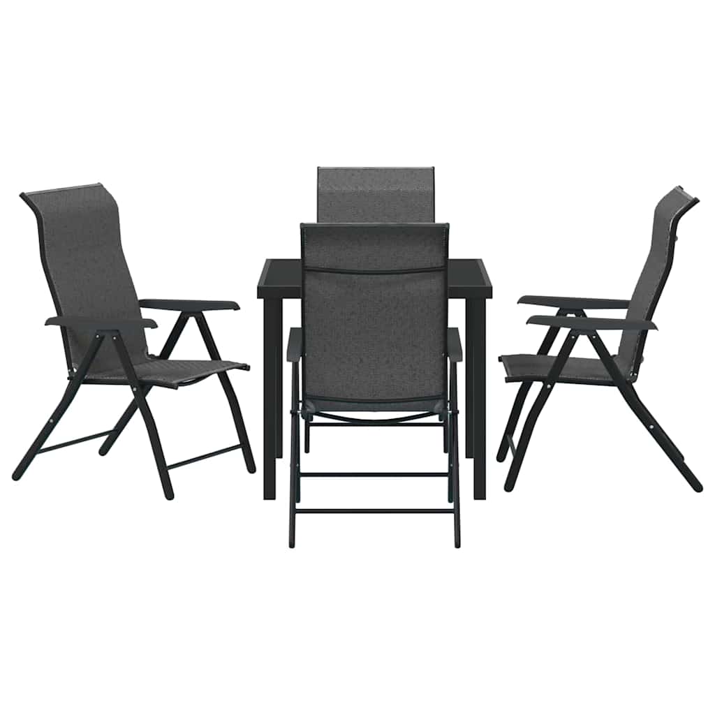 Tuin eettafelset 5 pcs Grijs Gepoedercoat staal