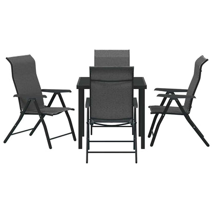 Tuin eettafelset 5 pcs Grijs Gepoedercoat staal