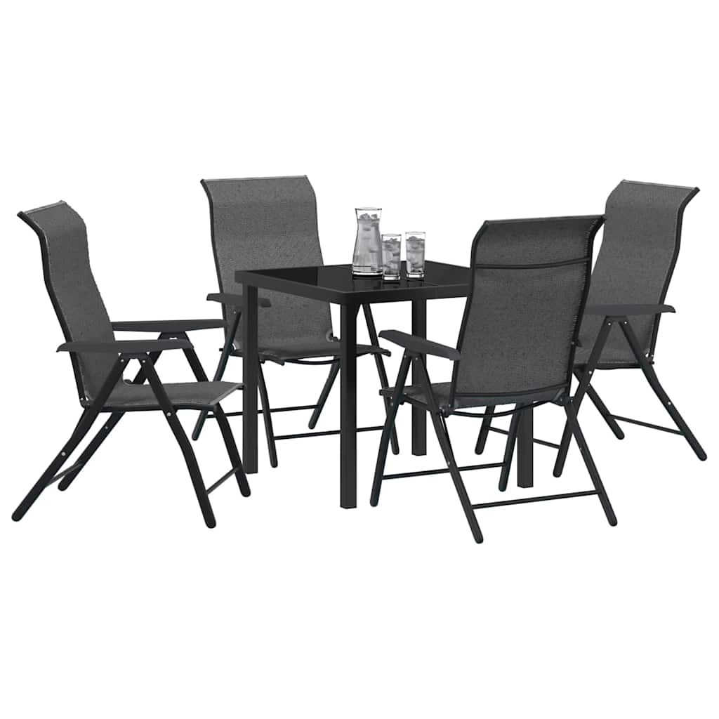 Tuin eettafelset 5 pcs Grijs Gepoedercoat staal