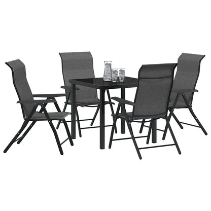 Tuin eettafelset 5 pcs Grijs Gepoedercoat staal