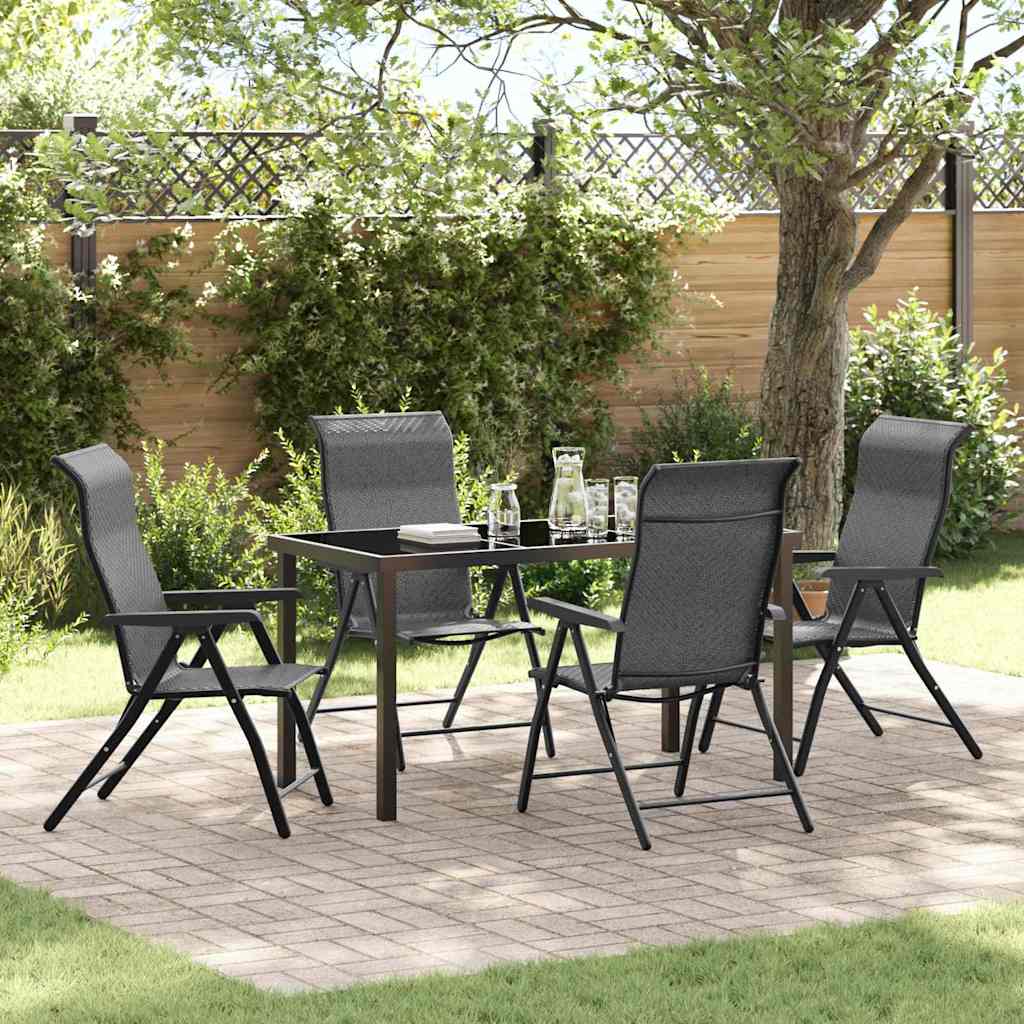 Tuin eettafelset 5 pcs Grijs Gepoedercoat staal
