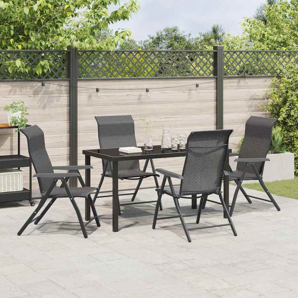 Tuin eettafelset 5 pcs Grijs Gepoedercoat staal