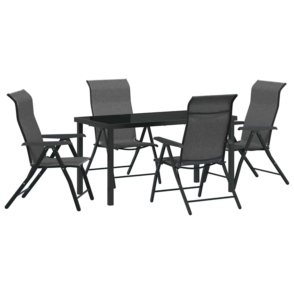 Tuin eettafelset 5 pcs Grijs Gepoedercoat staal