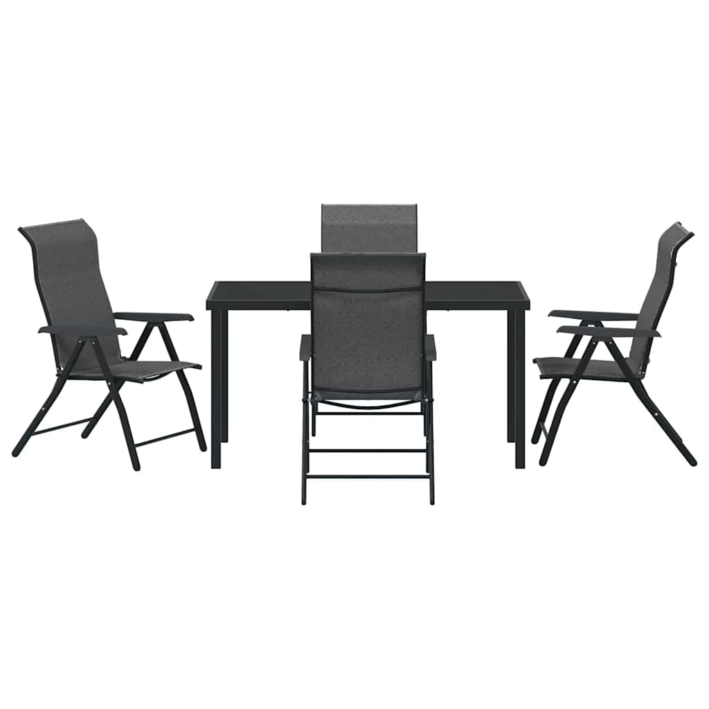 Tuin eettafelset 5 pcs Grijs Gepoedercoat staal