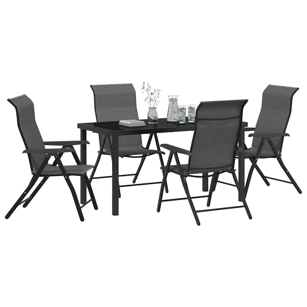 Tuin eettafelset 5 pcs Grijs Gepoedercoat staal