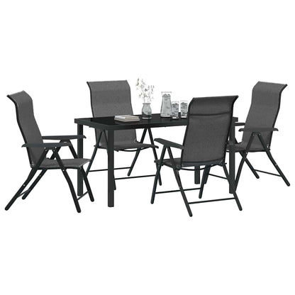 Tuin eettafelset 5 pcs Grijs Gepoedercoat staal