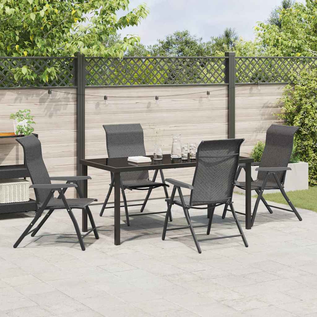Tuin eettafelset 5 pcs Grijs Gepoedercoat staal