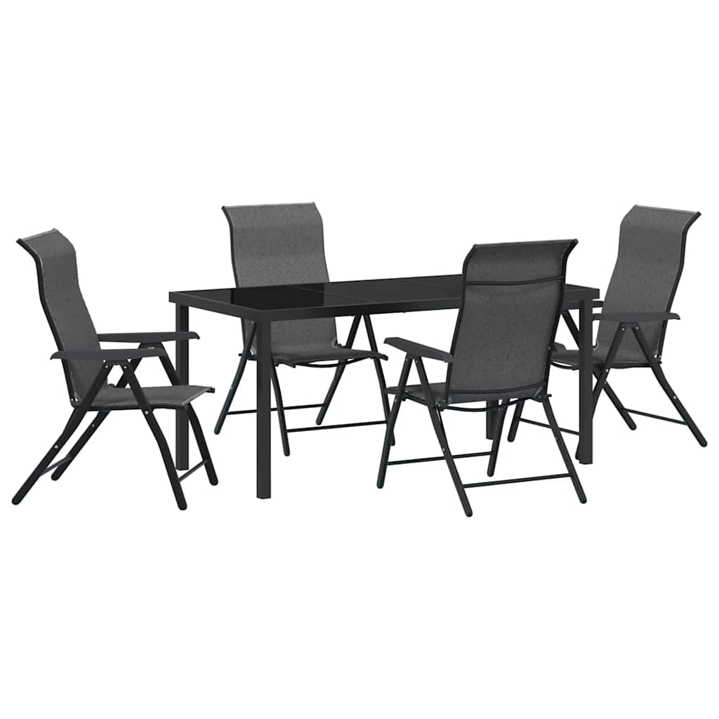 Tuin eettafelset 5 pcs Grijs Gepoedercoat staal