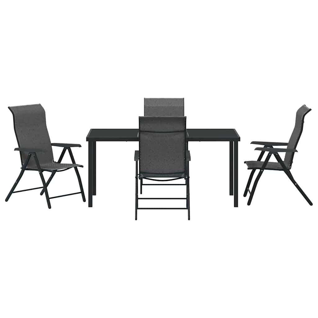 Tuin eettafelset 5 pcs Grijs Gepoedercoat staal