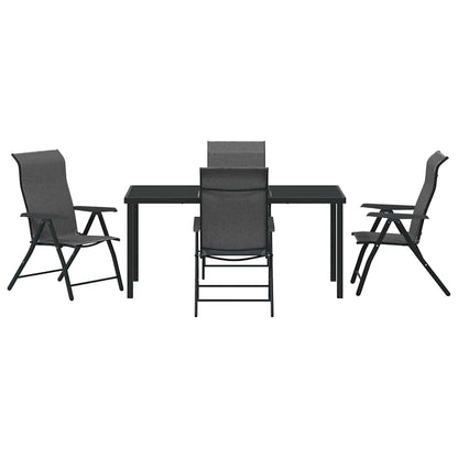 Tuin eettafelset 5 pcs Grijs Gepoedercoat staal