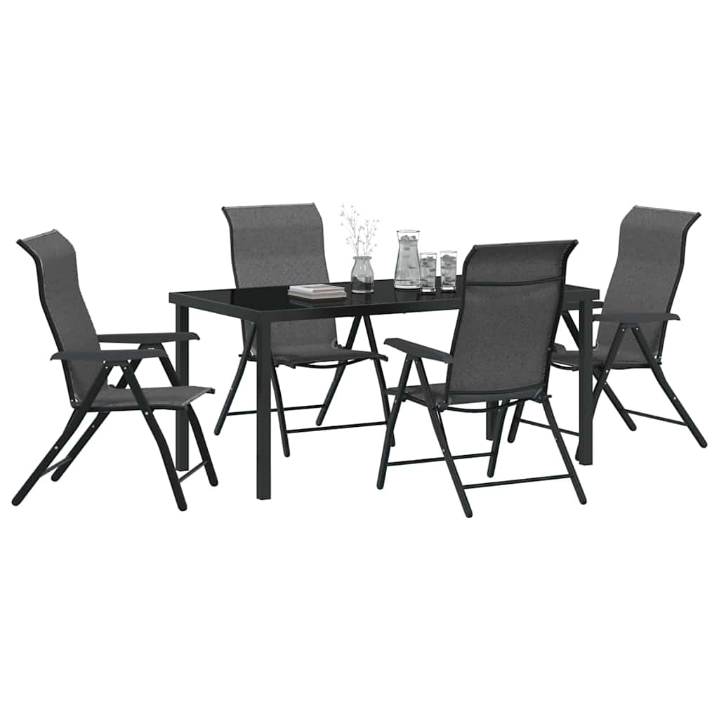 Tuin eettafelset 5 pcs Grijs Gepoedercoat staal
