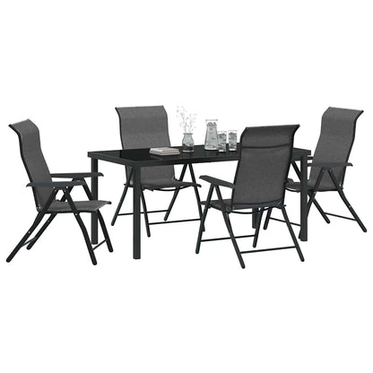 Tuin eettafelset 5 pcs Grijs Gepoedercoat staal