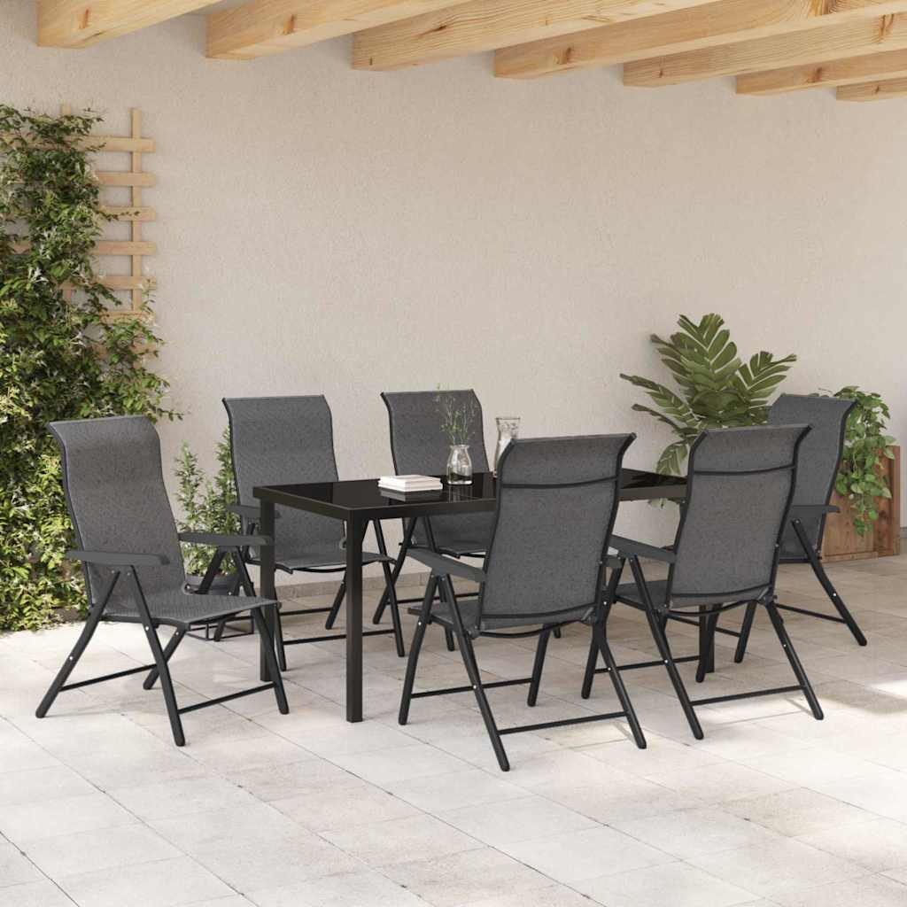 Tuin eettafelset 7 pcs Grijs Gepoedercoat staal