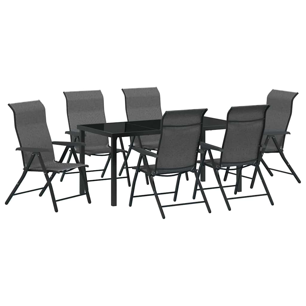 Tuin eettafelset 7 pcs Grijs Gepoedercoat staal