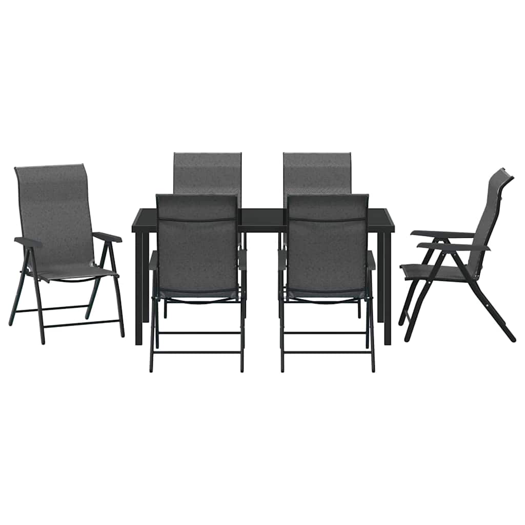 Tuin eettafelset 7 pcs Grijs Gepoedercoat staal