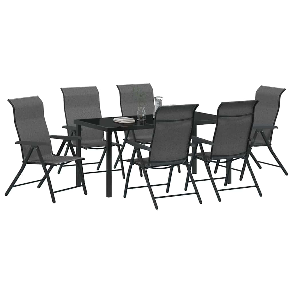 Tuin eettafelset 7 pcs Grijs Gepoedercoat staal