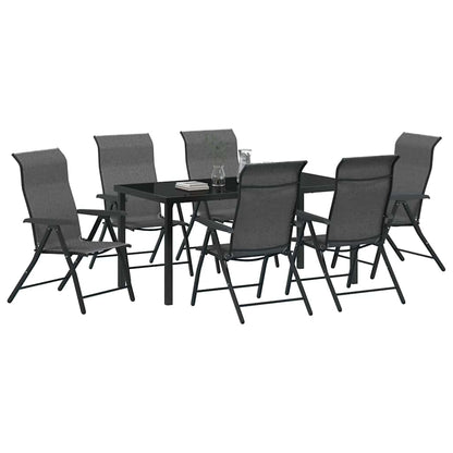 Tuin eettafelset 7 pcs Grijs Gepoedercoat staal