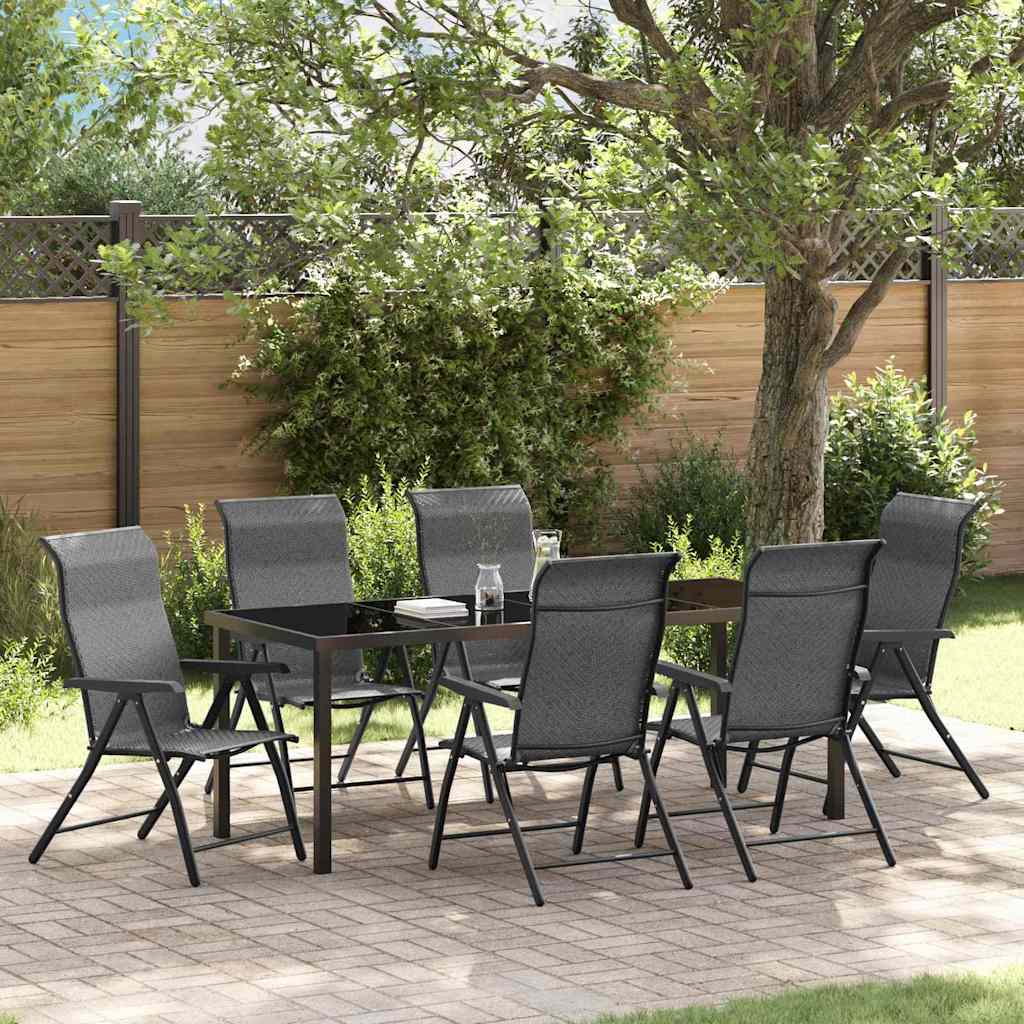 Tuin Eetset 7 pcs Grijs Poly riet