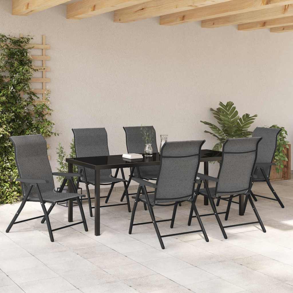 Tuin Eetset 7 pcs Grijs Poly riet
