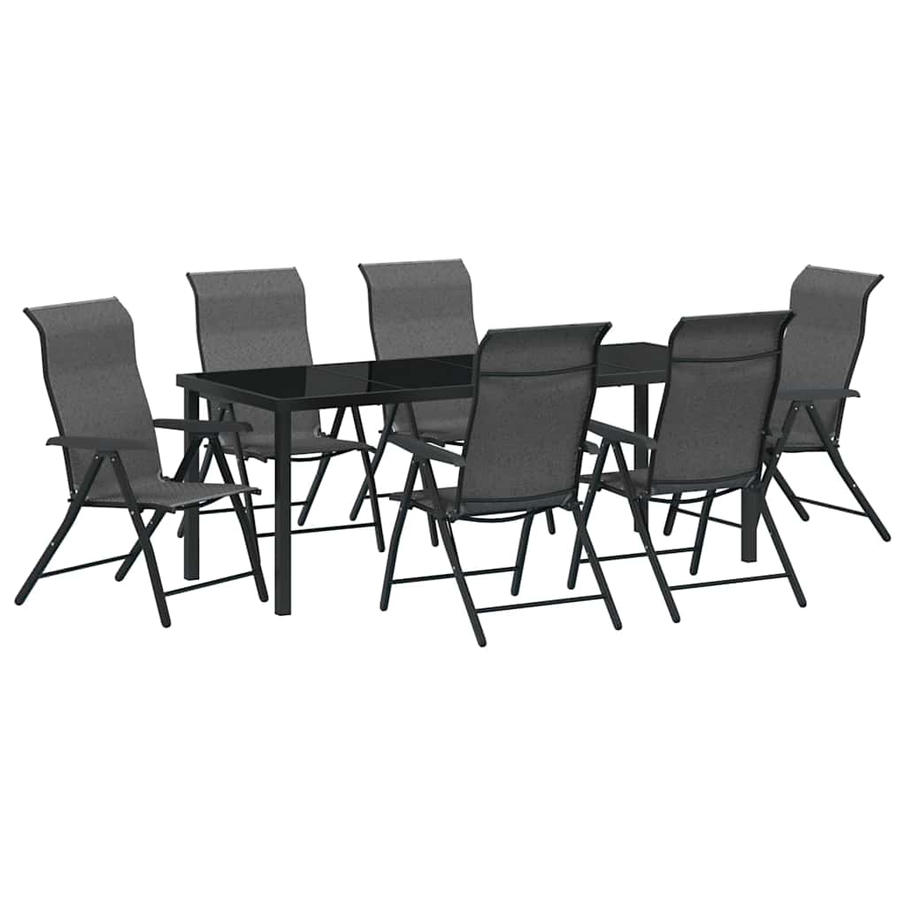 Tuin Eetset 7 pcs Grijs Poly riet