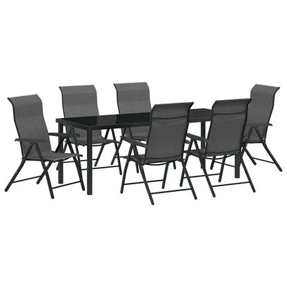Tuin Eetset 7 pcs Grijs Poly riet