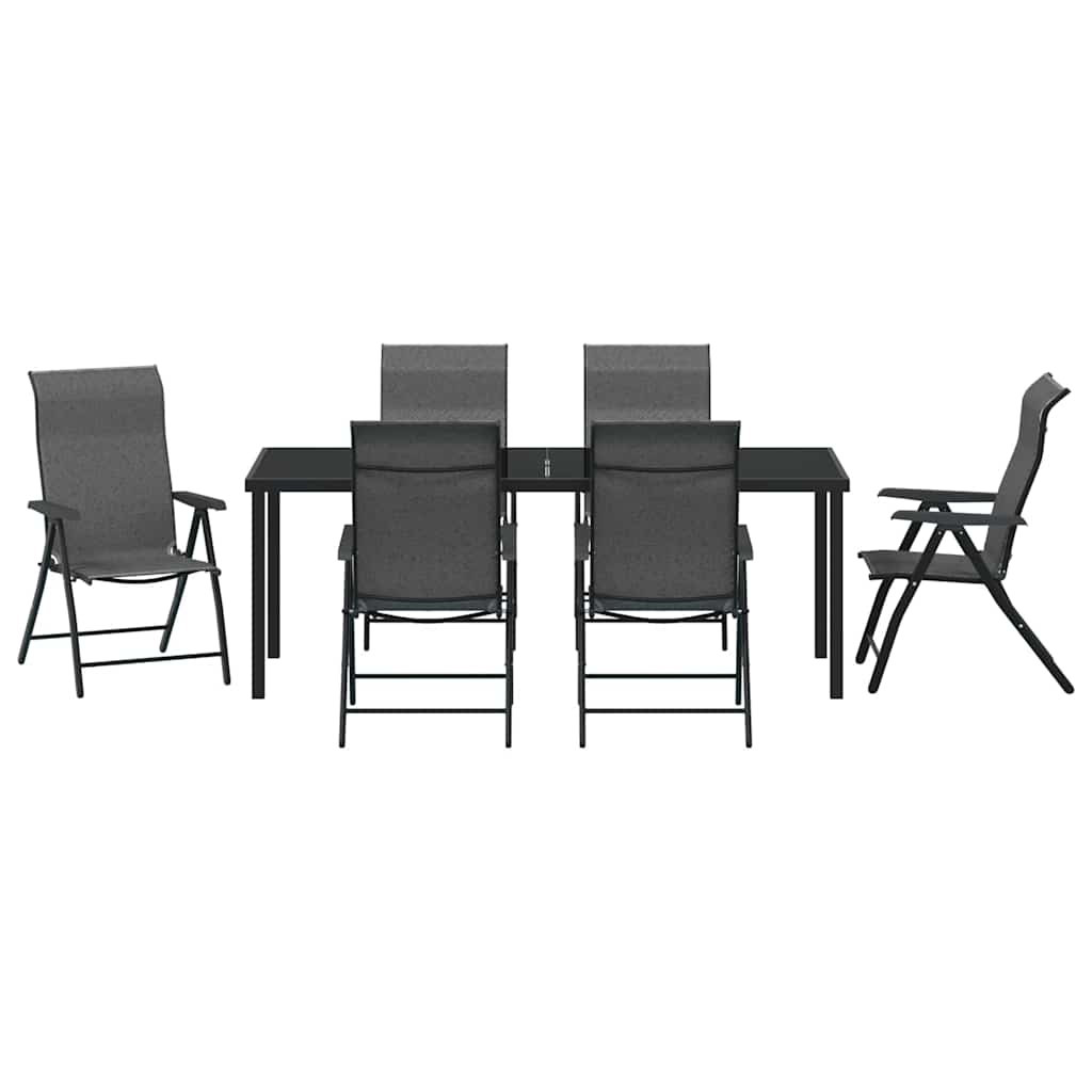 Tuin Eetset 7 pcs Grijs Poly riet