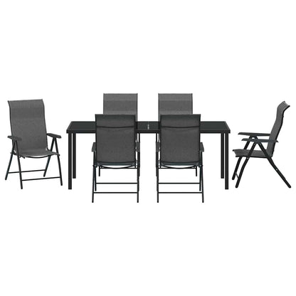 Tuin Eetset 7 pcs Grijs Poly riet