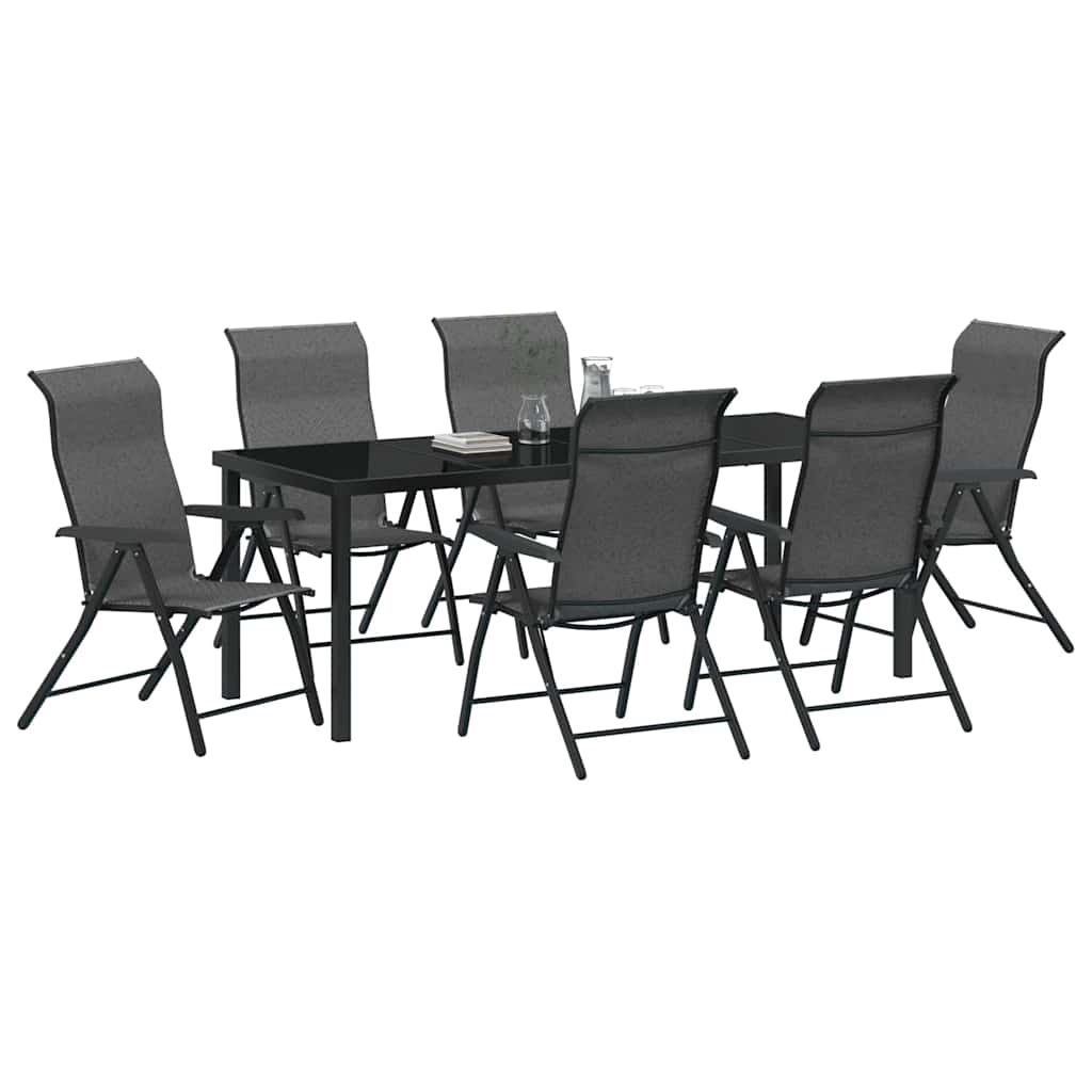 Tuin Eetset 7 pcs Grijs Poly riet