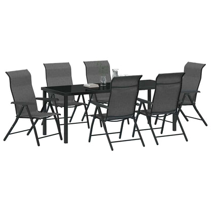Tuin Eetset 7 pcs Grijs Poly riet