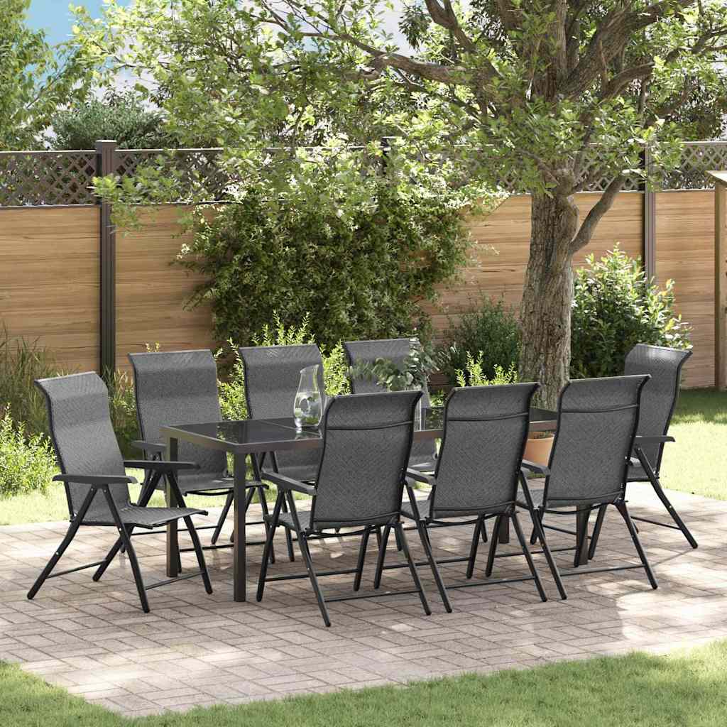 Tuin eettafelset 9 pcs Grijs Gepoedercoat staal
