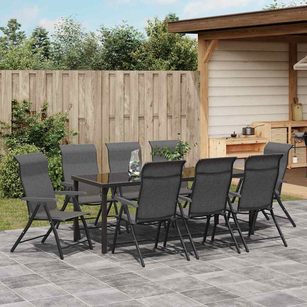 Tuin eettafelset 9 pcs Grijs Gepoedercoat staal