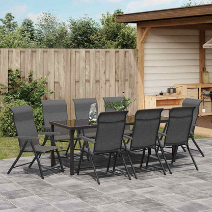 Tuin eettafelset 9 pcs Grijs Gepoedercoat staal