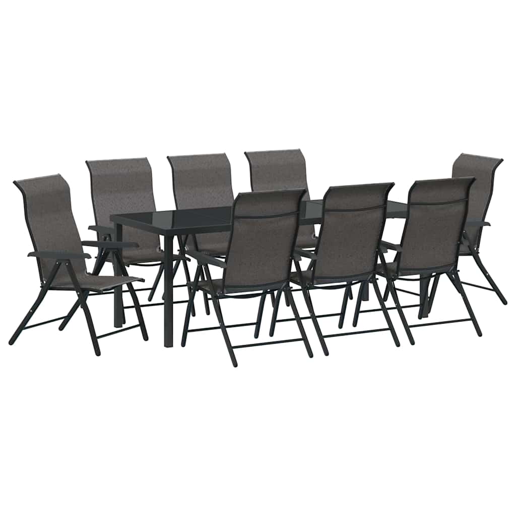 Tuin eettafelset 9 pcs Grijs Gepoedercoat staal
