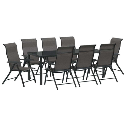 Tuin eettafelset 9 pcs Grijs Gepoedercoat staal