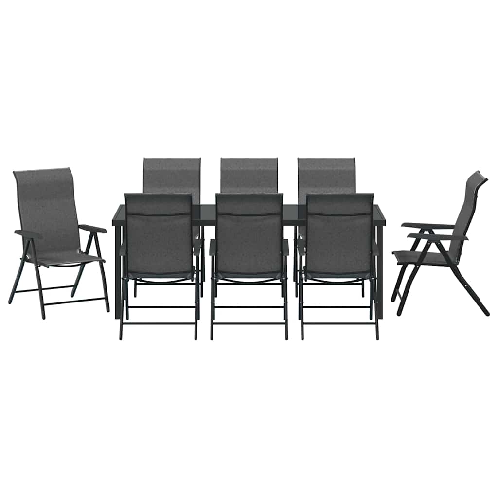 Tuin eettafelset 9 pcs Grijs Gepoedercoat staal