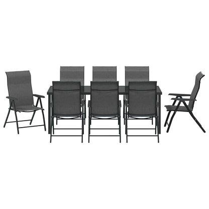 Tuin eettafelset 9 pcs Grijs Gepoedercoat staal