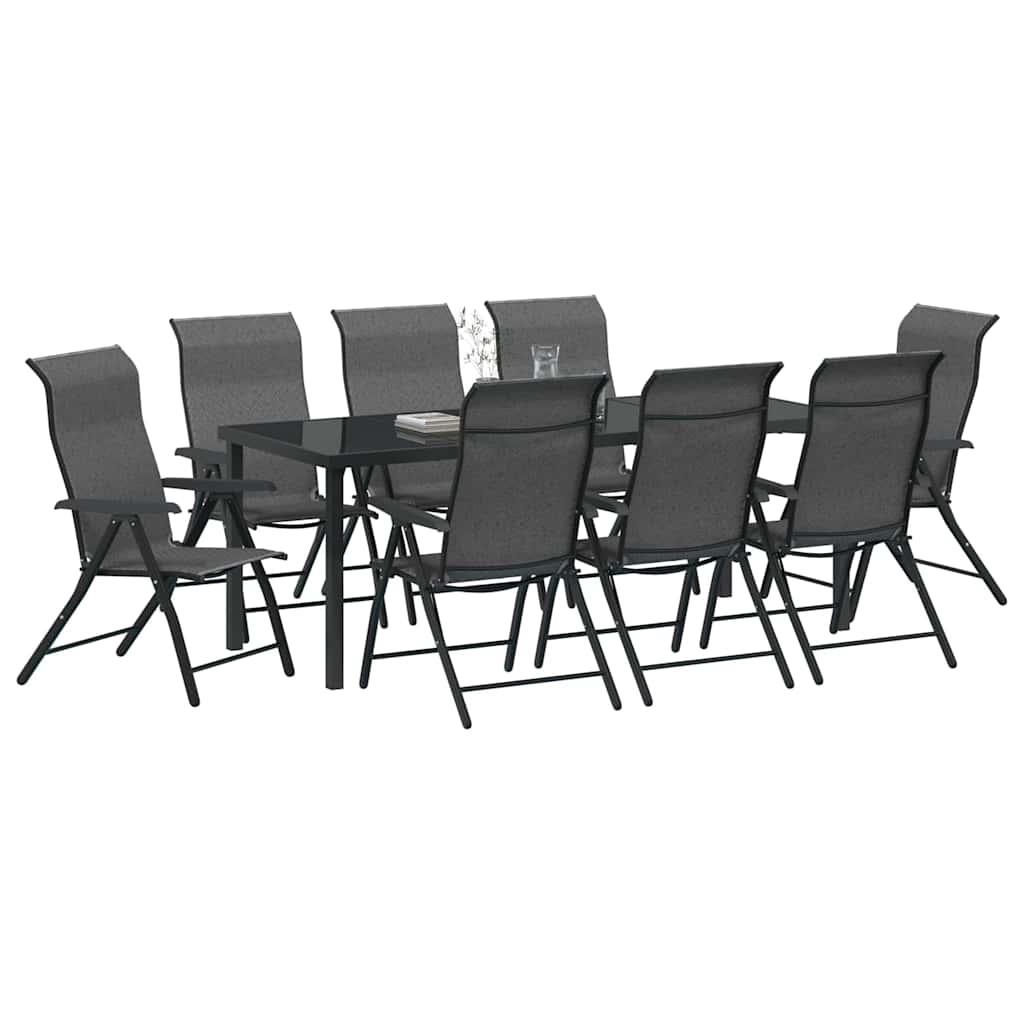 Tuin eettafelset 9 pcs Grijs Gepoedercoat staal