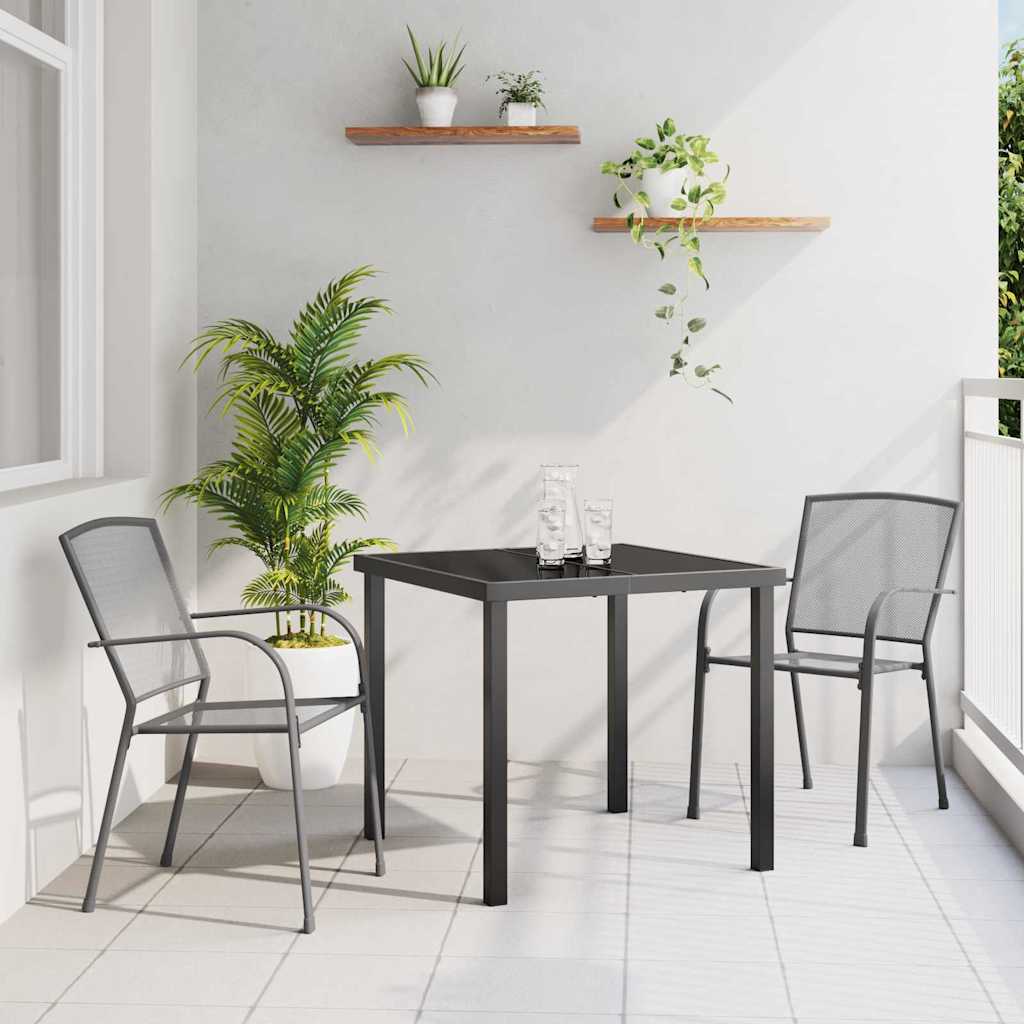 Tuin eettafelset 3 pcs Antraciet Gepoedercoat staal
