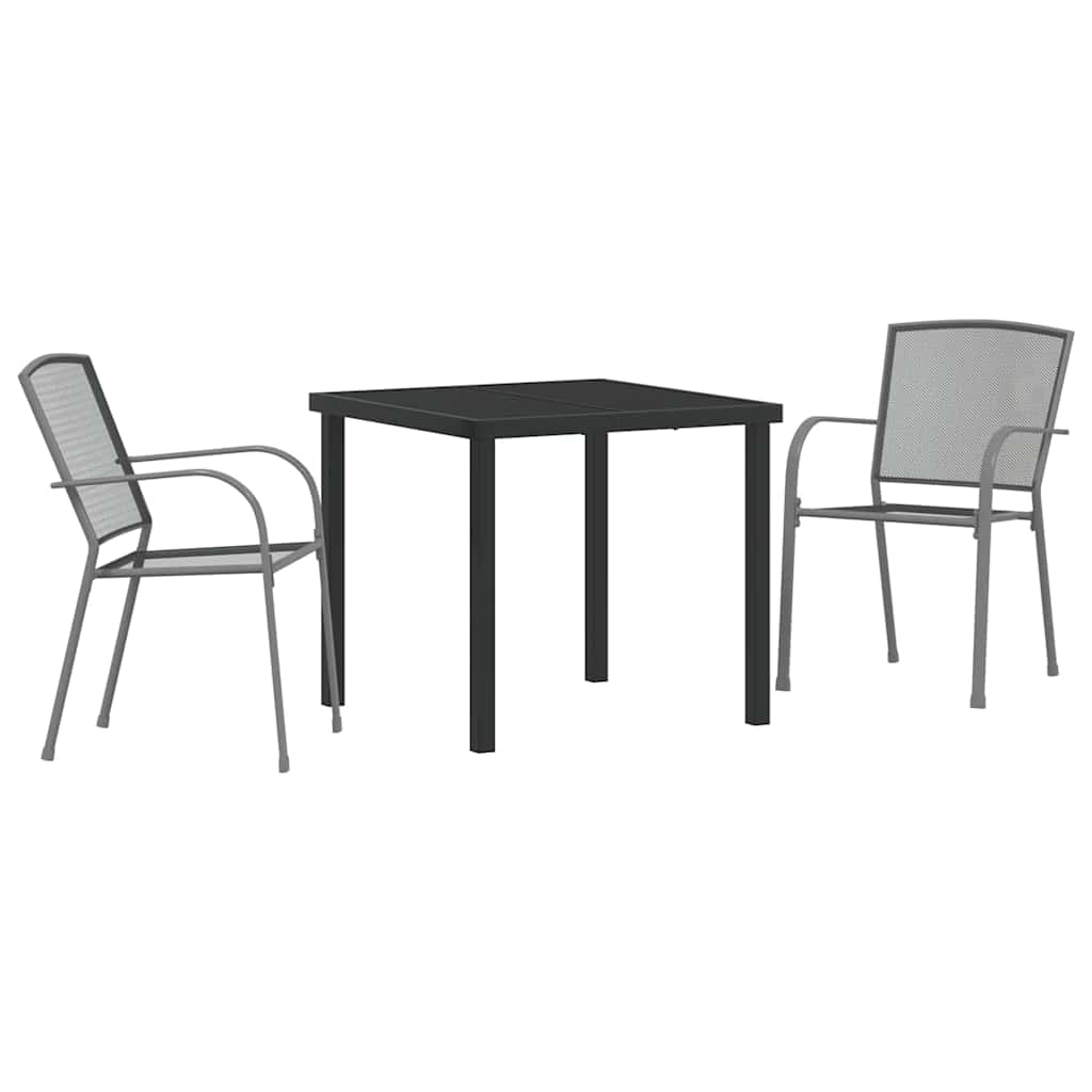 Tuin eettafelset 3 pcs Antraciet Gepoedercoat staal