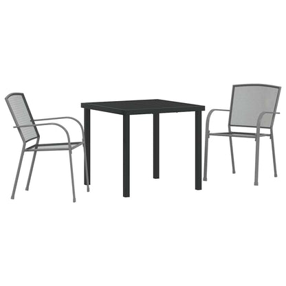 Tuin eettafelset 3 pcs Antraciet Gepoedercoat staal