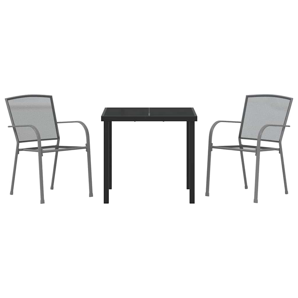 Tuin eettafelset 3 pcs Antraciet Gepoedercoat staal