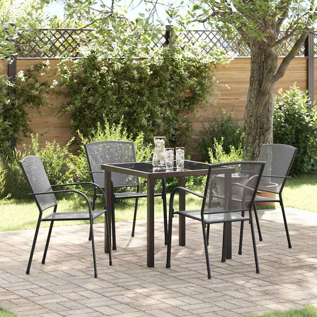 Tuin eettafelset 5 pcs Antraciet Gepoedercoat staal