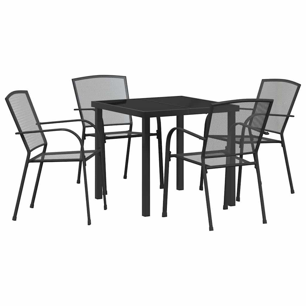 Tuin eettafelset 5 pcs Antraciet Gepoedercoat staal